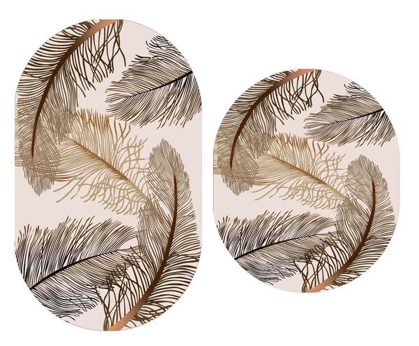 Bayev Çam Desen Oval 2`li Banyo Paspas Seti Klozet Takımı 1793 01