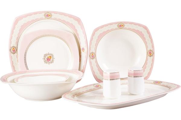 Almina Fine Porselen Yemek Takımı 28 Parça | Pembe | 6 Kişilik