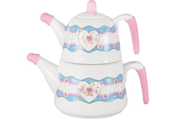 Duygu Porselen Çaydanlık Seti Zeynep Liva 2.3 L | Mavi Beyaz