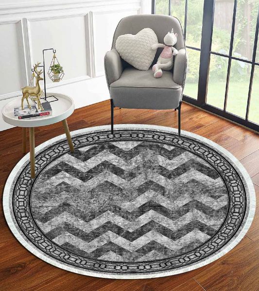 Birkilim Yuvarlak Yıkanabilir Dekoratif Halı İpeksi Kaymaz Taban | MLN-IP-YU-HT-979