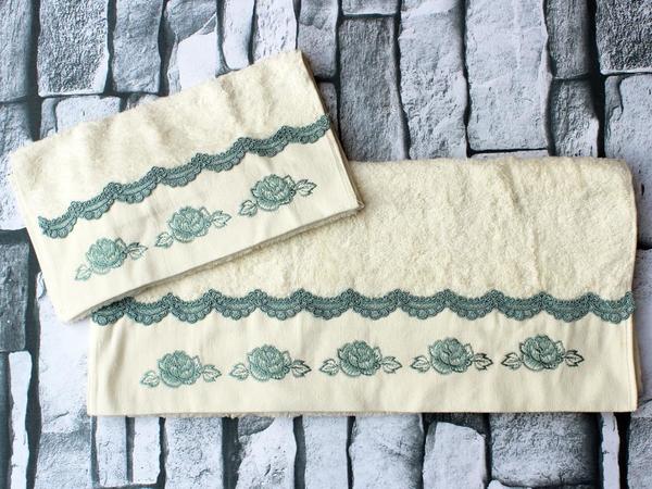Mitgift Land Allaire Bestickt 2 Stück Handtuch Set Türkis