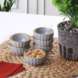 Fatih 6'lı Golf Seramik Gri Sosluk Çerezlik Kase