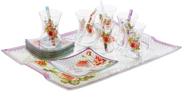 Glore Glasware 20 Parça Çay Bardağı Seti ve Tepsi 6 Kişilik | GL-11518