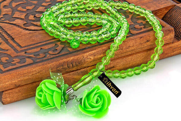 ظهور كرستال 99 قطعة سبحة هدية الحج والعمرة - 10 قطع - أخضر