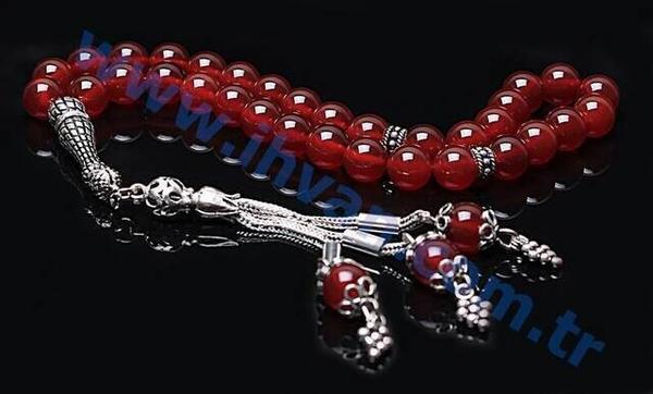 Achat Stein Rosenkranz (925 Sterling Silber)