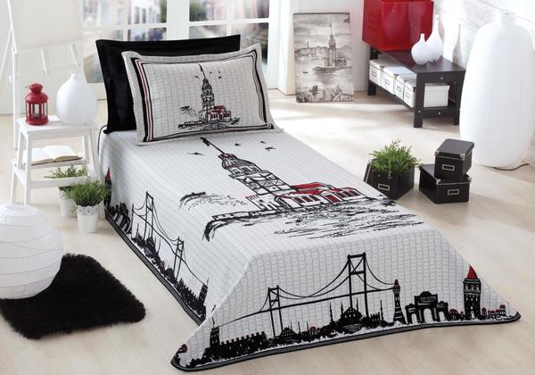 Maiden's Tower Pano Pattern Single Bed Cover