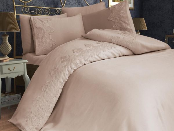 Dowery Dubai Doppel-Bettbezug-Set Cappucino