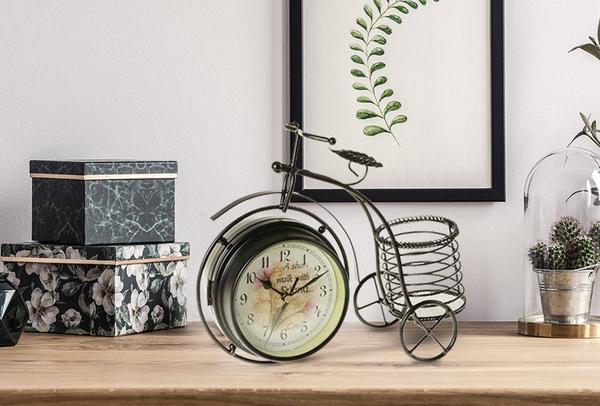 Elite Bisiklet Tasarımlı Masa Saati | Yeşil & Siyah | ER2385-S