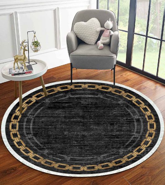 Birkilim Yuvarlak Yıkanabilir Dekoratif Halı İpeksi Kaymaz Taban | MLN-IP-YU-HT-901