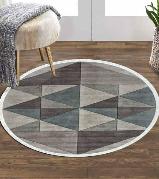 Birkilim Yuvarlak Yıkanabilir Dekoratif Halı İpeksi Kaymaz Taban | MLN-IP-YU-HY-1195