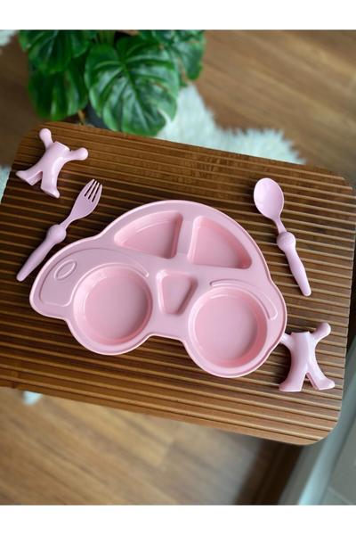 Bayev 3 Parça Araba Model Pembe Çocuk Yemek Seti