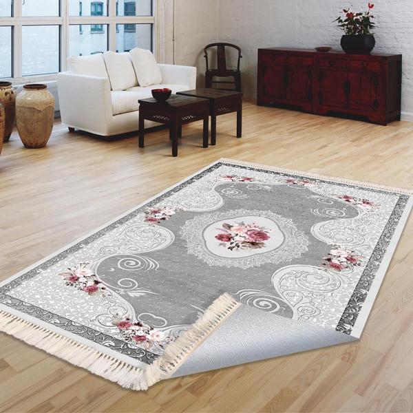 Milano Yıkanabilir Dekoratif Halı Kaymaz Taban | 8mm | Gri | MLN-HK051-1