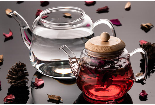 Dekonaz | Cam Çaydanlık ve Demlik | Bambu Kapaklı | 1,55 Litre Hacim | Gp-0098