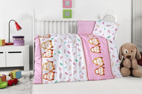 Sweety Owl Baby Duvet Cover Set Pink