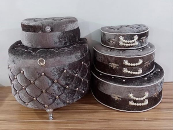 Yarım Ay 5 Li Çeyiz Sandık Takımı Gri