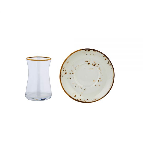 Oz Leben | Damla Cream Porzellan Teeservice 12-teilig