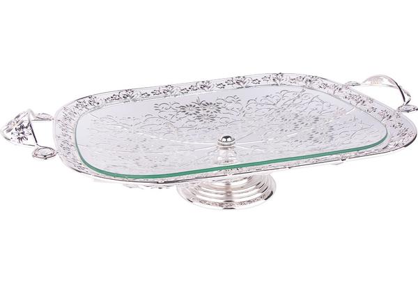 Bavary Elegance Cam Tepsi Yüksek Kalite | Gümüş | By-Wh-1646s