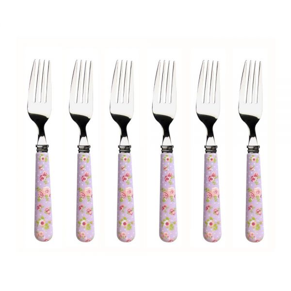 Pink&More Purple Rose 6'lı Tatlı Çatalı | Pink&More