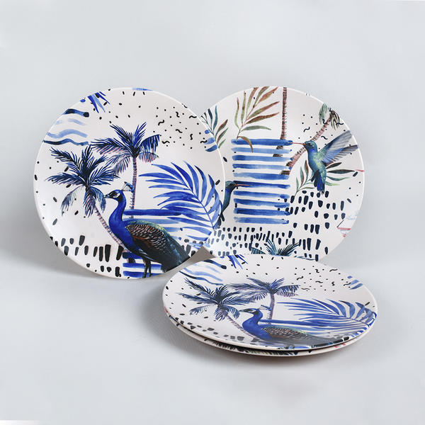 Blue Peacock Aegean Service Plate 25 Cm 6 Pieces - 18545-18546 | Keramika