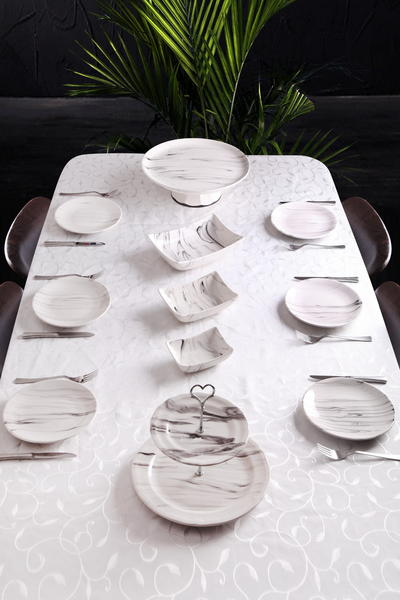 11 Parça Mermer Desen Servis&Sunum Seti