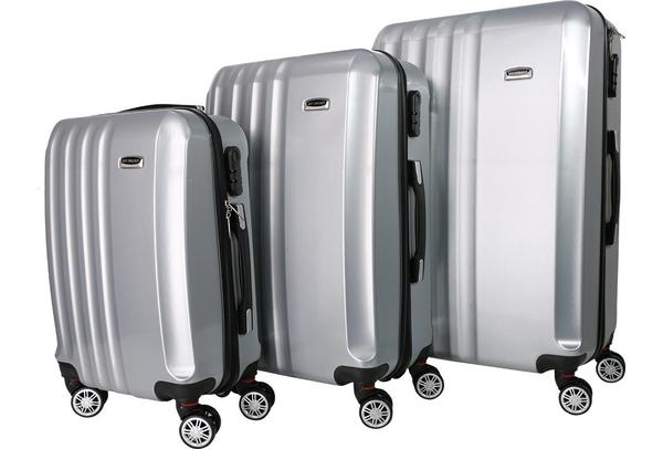 Bay Walker Hard Case 3'lü Lüks Bavul Seti 360° Dönen Tekerlekli | Gümüş | TSA Kilitli