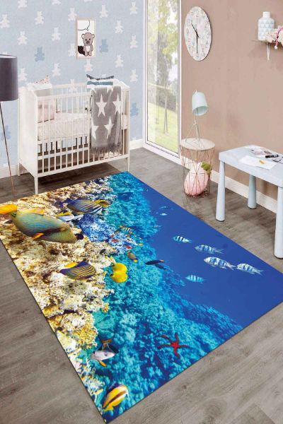 Birkilim Yıkanabilir İpeksi Kaymaz Taban Çocuk Odası Halısı | MLN-IP-SD-215