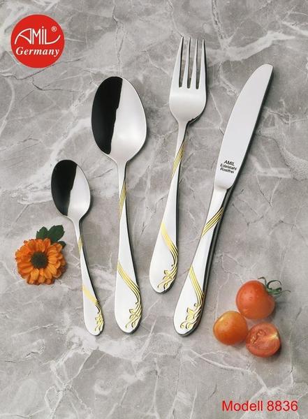 Amil Çantalı 72 Parça Çatal Kaşık Bıçak Seti 12 Kişilik | Yaldızlı | Paslanmaz Çelik | 8836Gold