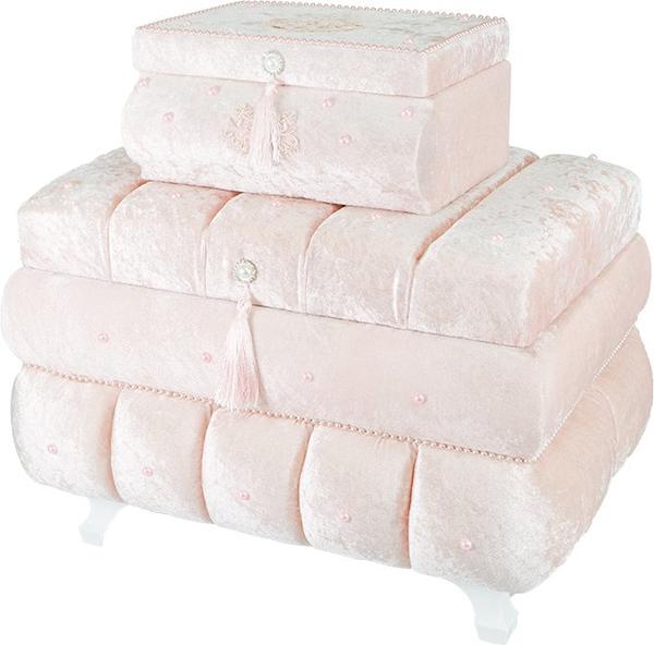 Dekonaz 2'li İnci Süslemeli Çeyiz Sandığı | Pembe | SDK-0016