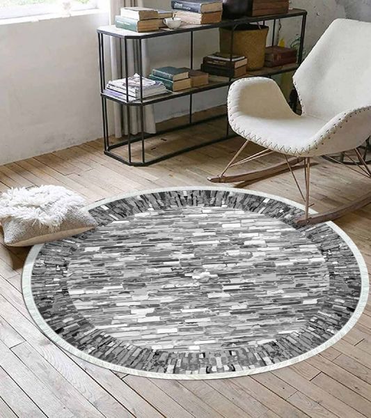 Birkilim Yuvarlak Yıkanabilir Dekoratif Halı İpeksi Kaymaz Taban | MLN-IP-YU-SD-241