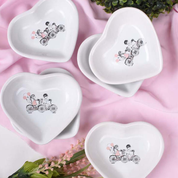 Porte-Biscuit Coeur Rose Amour 14 Cm 6 Pièces | Keramika
