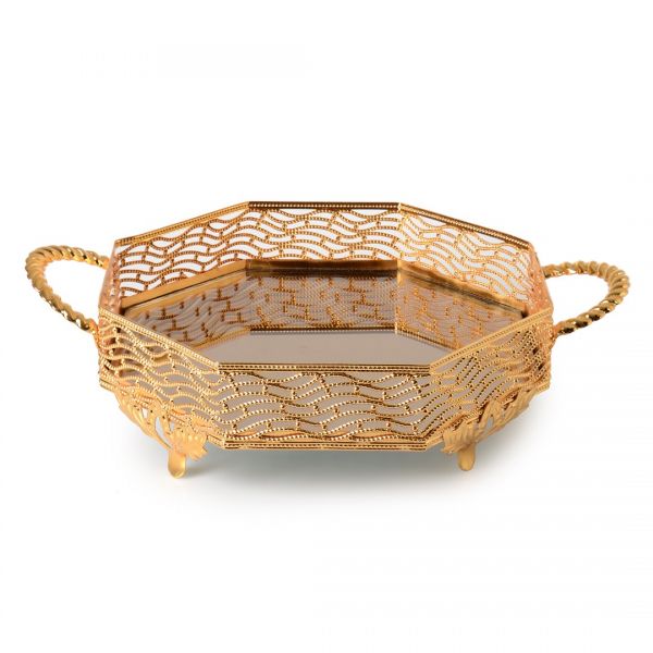 İpek Züccaciye | Petek Burcu Altın Aynalı Tepsi