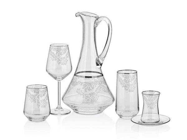 Taç Lyric Damask Platin 31 Parça Bardak Seti | Platin | TAC-5513