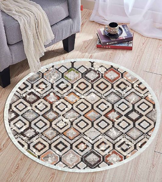 Birkilim Yuvarlak Yıkanabilir Dekoratif Halı İpeksi Kaymaz Taban | MLN-IP-YU-HT-578