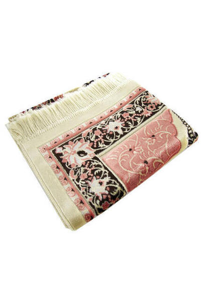 سجادة صلاة فضية مخملية - لون زهري