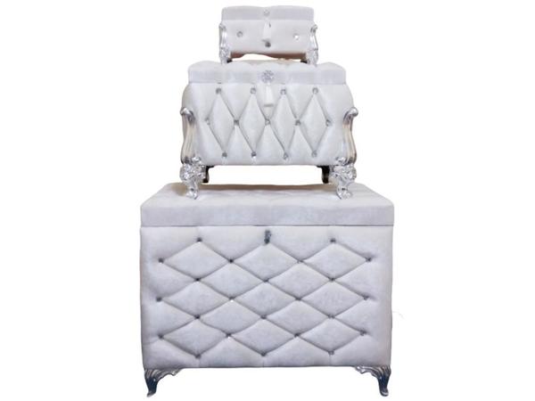 French Laced Quilted Isabella 3 Piece Dowry Chest Cream