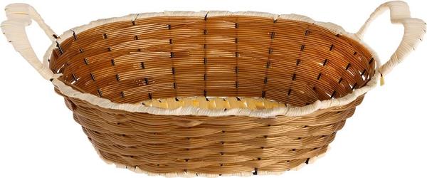 Dekonaz XL Derin Oval Ekmek Sepeti Büyük Kulplu Kahve Krem 28x40cm