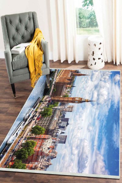 Birkilim Yıkanabilir Dekoratif Halı İpeksi Kaymaz Taban | MLN-IP-SD-254