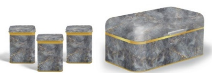 Vip Ahmet طقم خبز مستطيل معدن نمط رخام 4 قطع | VIPAHMET-VP-244