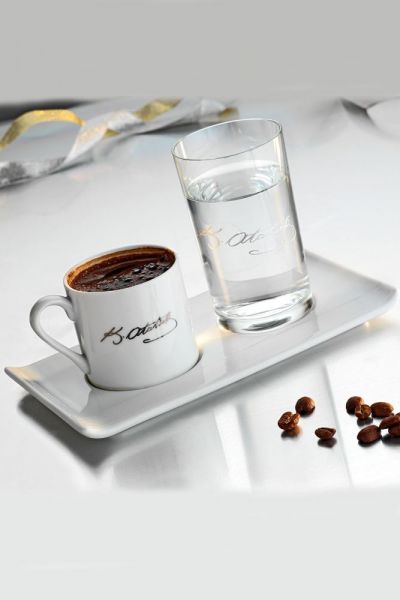 Kütahya Porselen Atatürk İmzalı Kahve Fincan Seti