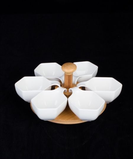 Porselen Bambu Standli 6 Li Kase 19.5X19.5X12.8 Cm