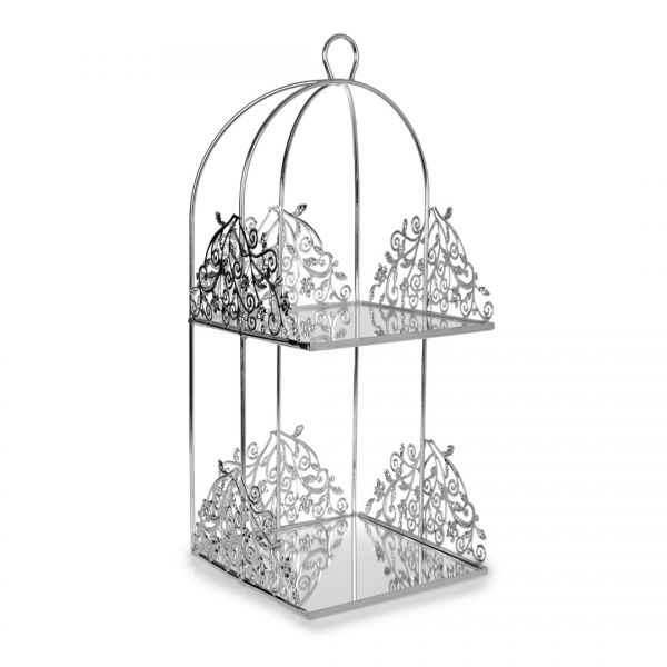 İpek | 2 Katlı Kare Kafes Sunumluk 18 Cm | K0295S