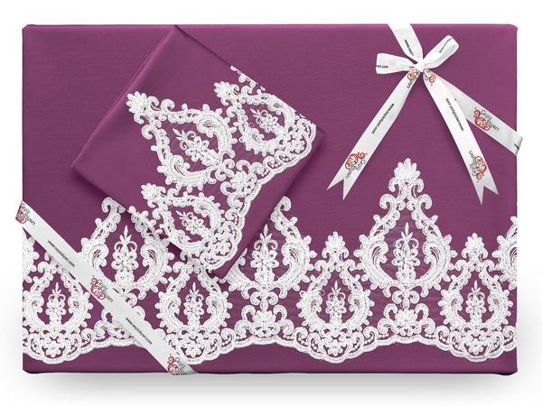 Königin Französisch Spitze Bettbezug Set Pflaume