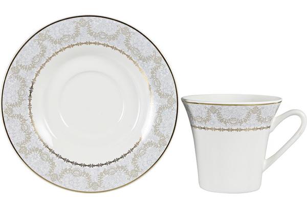 Almina 6'lı İnce Porselen Kahve Fincan Seti Altın İşlemeli | 12 Parça | AL-2508