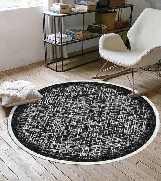 Birkilim Yuvarlak Yıkanabilir Dekoratif Halı İpeksi Kaymaz Taban | MLN-IP-YU-HT-181