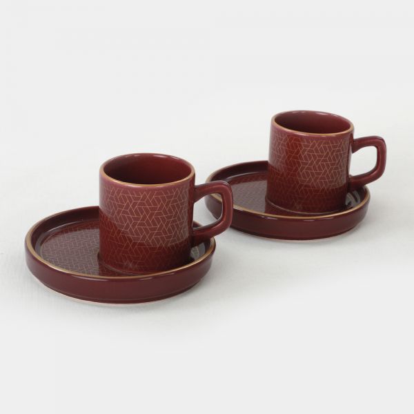 Dora Mürdüm Kahve Fincan Takımı 4 Parça 2 Kişilik | Keramika