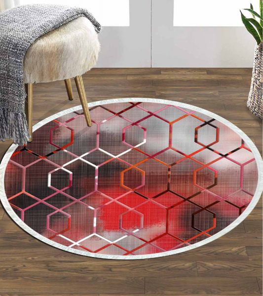 Birkilim Round Washable Decorative Carpet Silky Non-Slip Base | MLN-IP-YU-HT-1394