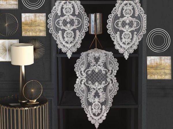 Melodi Nakışlı Yatak Odası Takımı Krem Gümüş