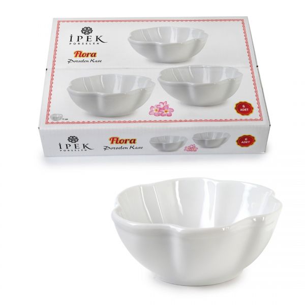 İpek Züccaciye | Porselen Dalgalı 6'lı Kase | RE WB-322