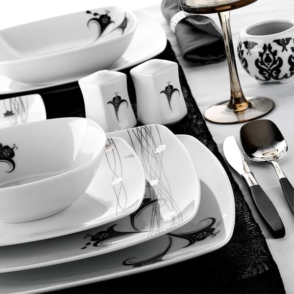 Kütahya Porselen Medusa 82 Parça Yemek Takımı | Kare | 12 Kişilik | 4573