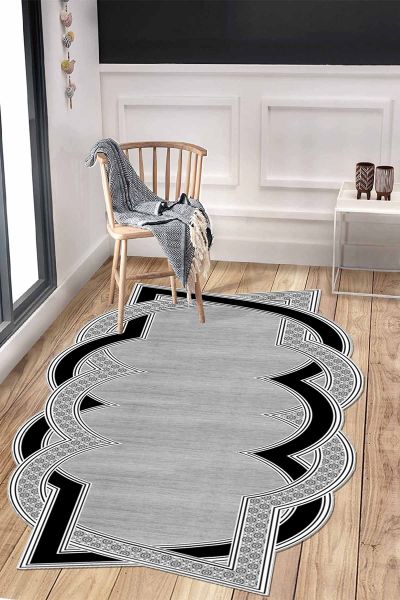 Birkilim Lazer Kesim Yıkanabilir İpeksi Kaymaz Taban Dekoratif Halı | MLN-IP-HT-843